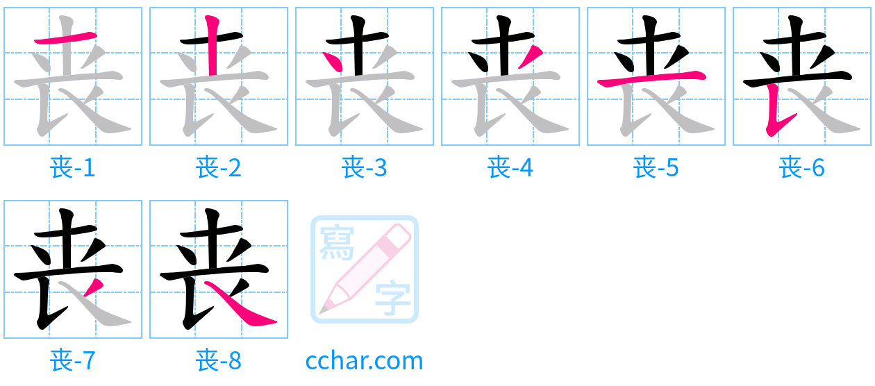 丧 stroke order step-by-step diagram