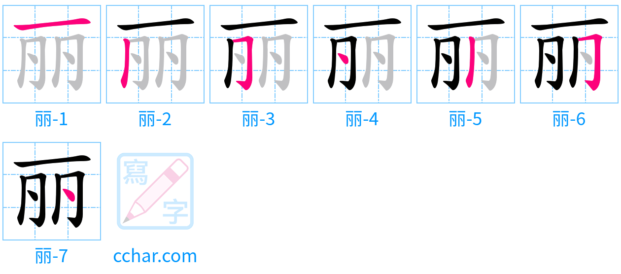 丽 stroke order step-by-step diagram