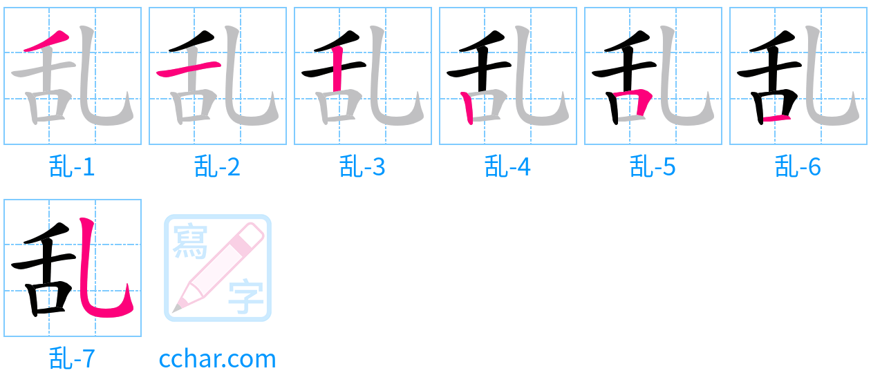 乱 stroke order step-by-step diagram