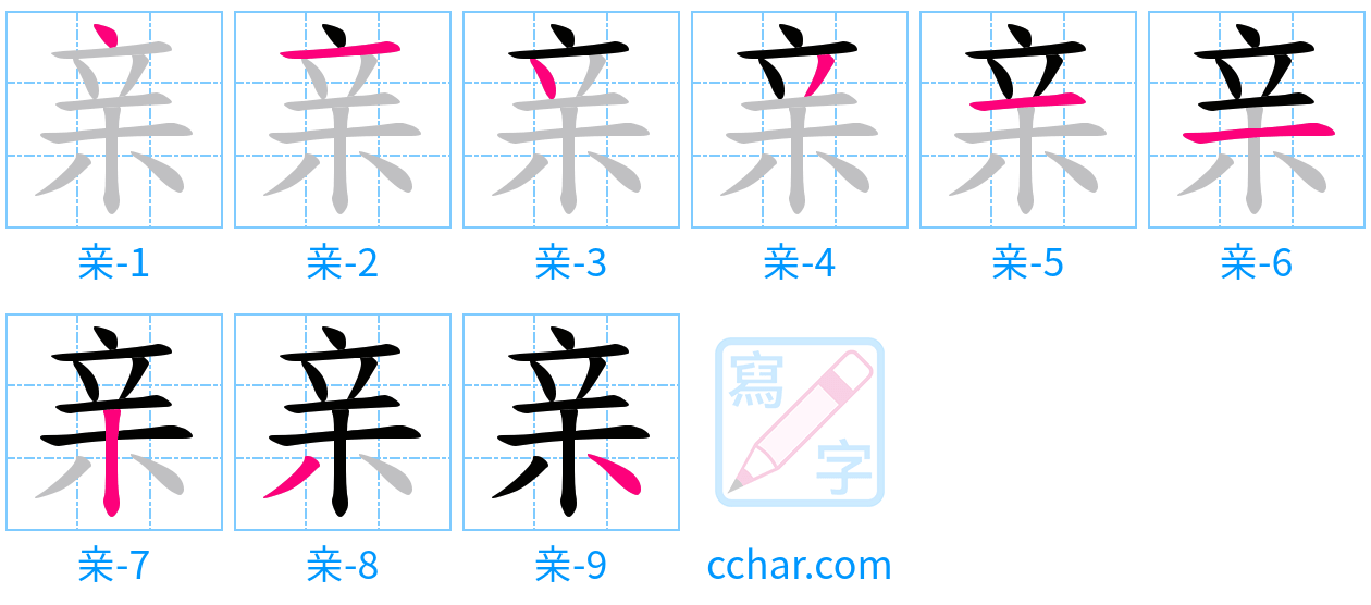 亲 stroke order step-by-step diagram