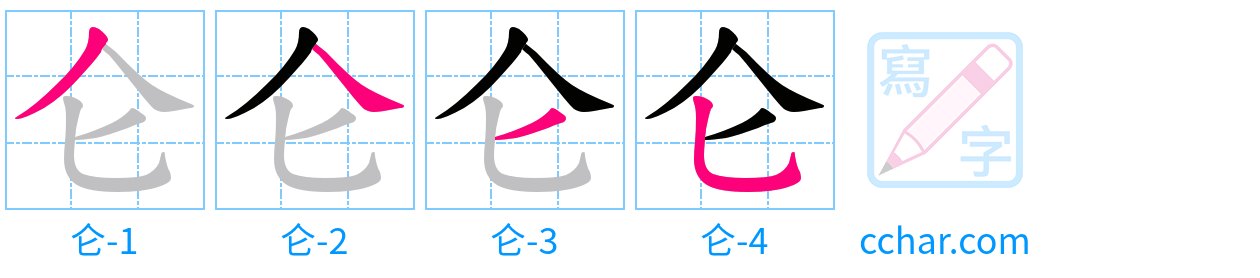 仑 stroke order step-by-step diagram