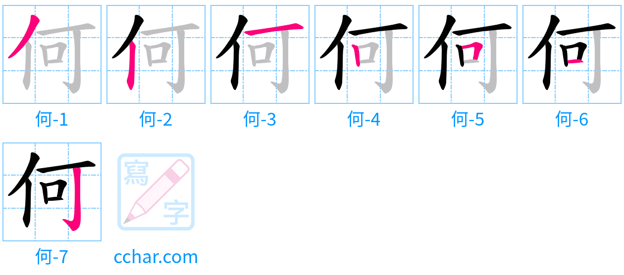 何 stroke order step-by-step diagram