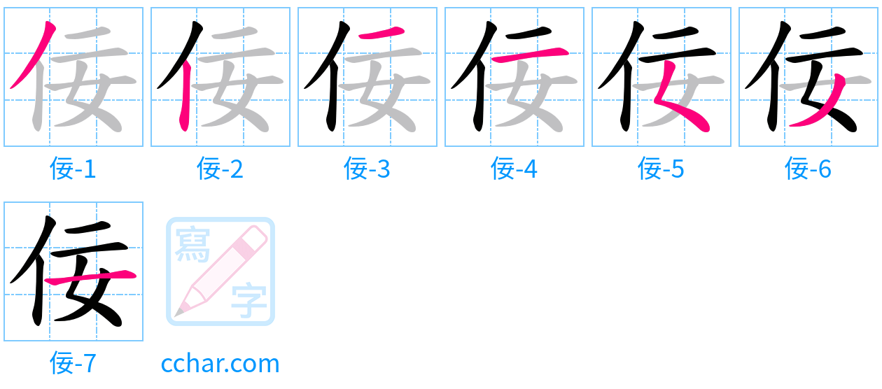 佞 stroke order step-by-step diagram