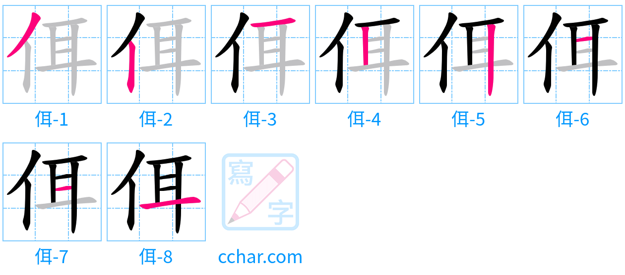 佴 stroke order step-by-step diagram