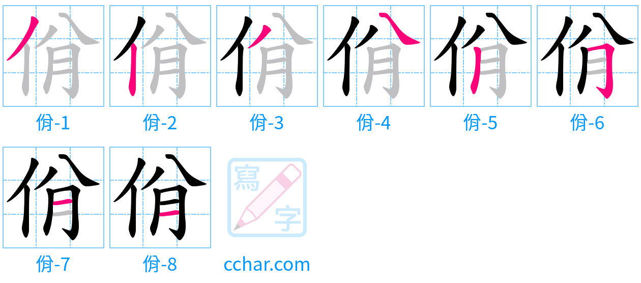 佾 stroke order step-by-step diagram