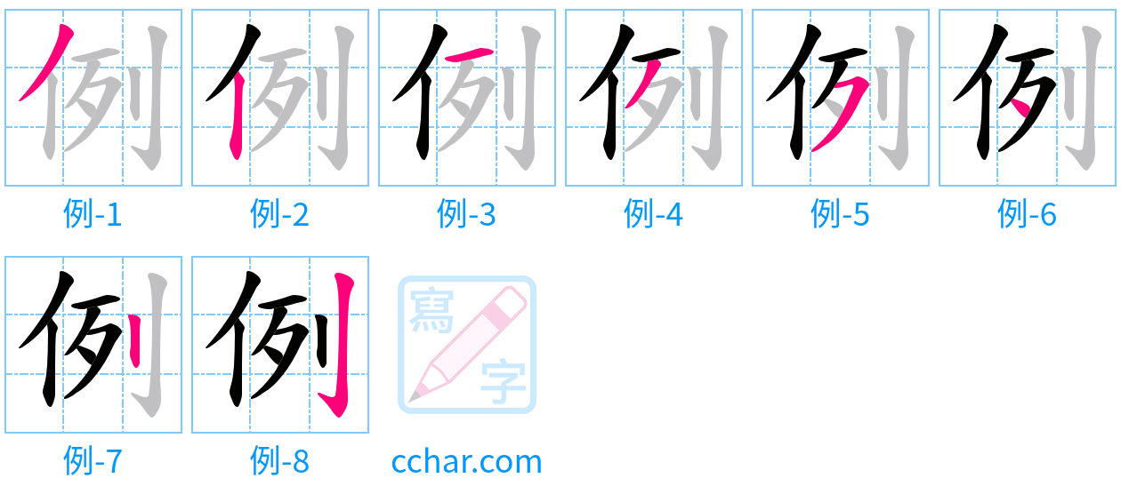 例 stroke order step-by-step diagram