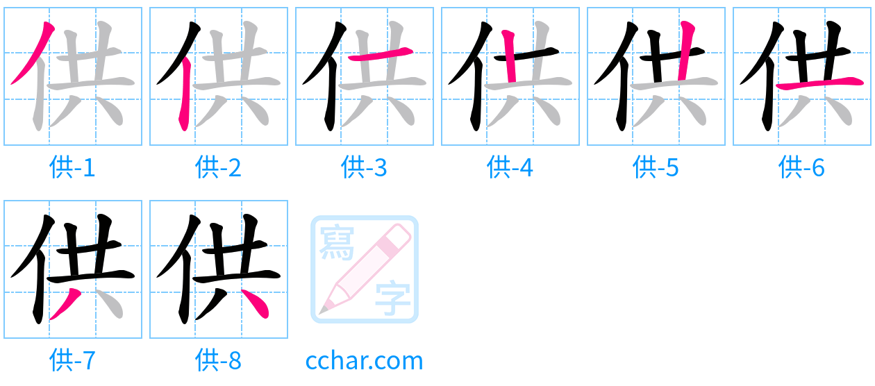 供 stroke order step-by-step diagram