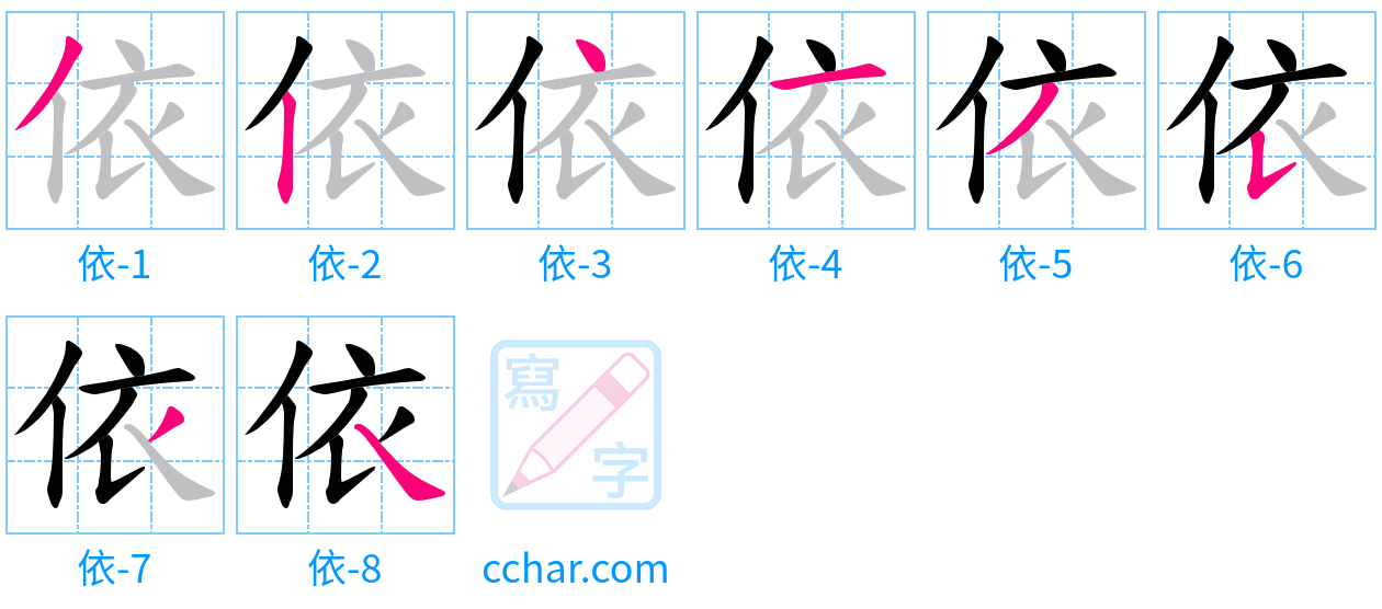 依 stroke order step-by-step diagram