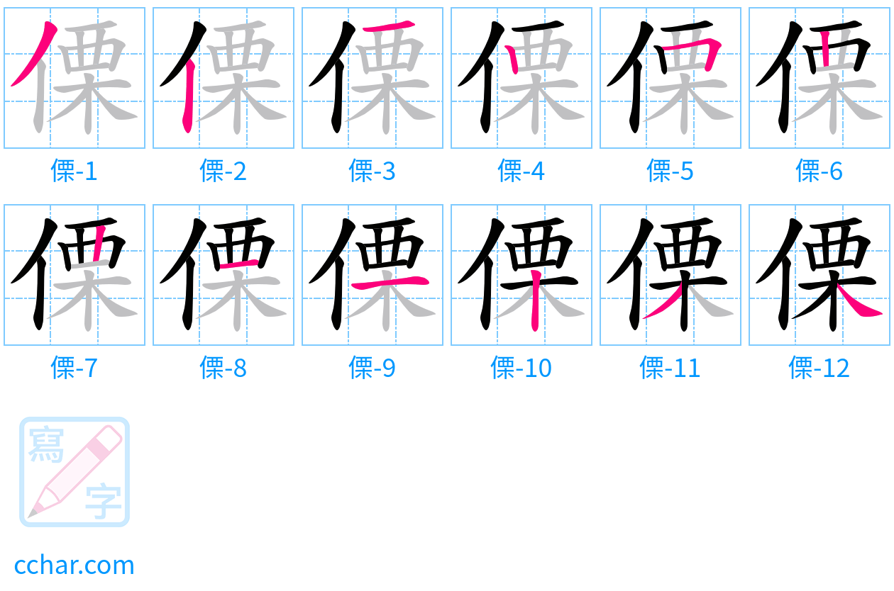 傈 stroke order step-by-step diagram