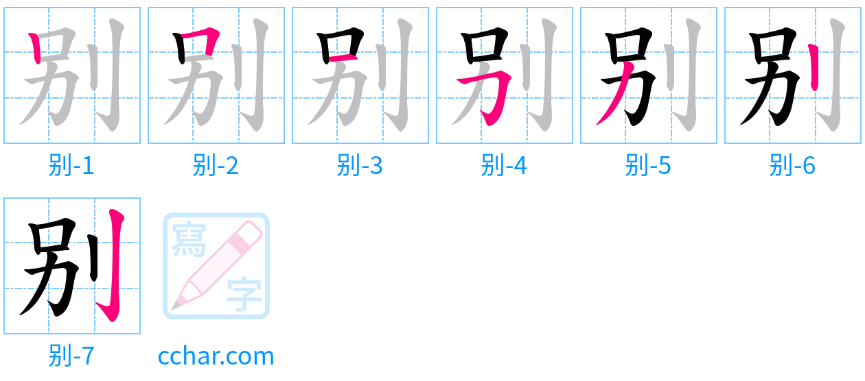 别 stroke order step-by-step diagram