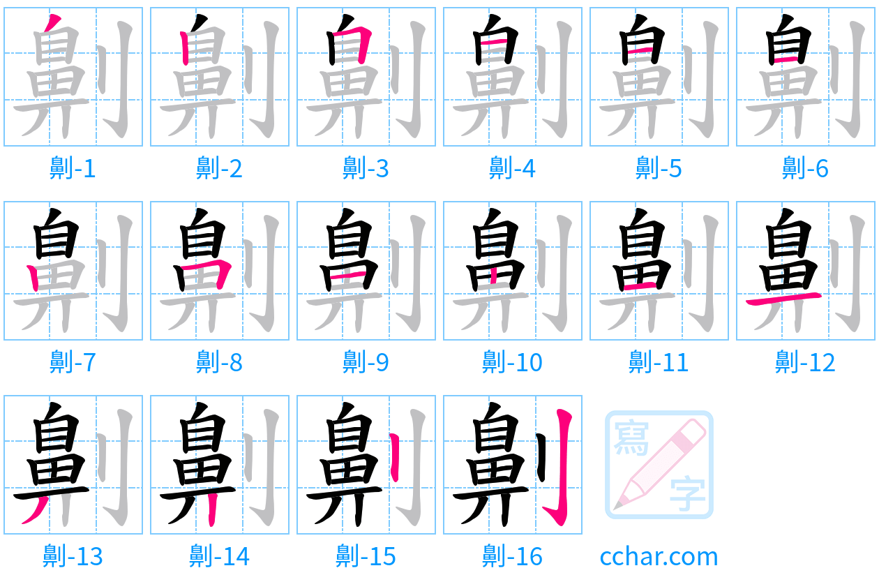 劓 stroke order step-by-step diagram