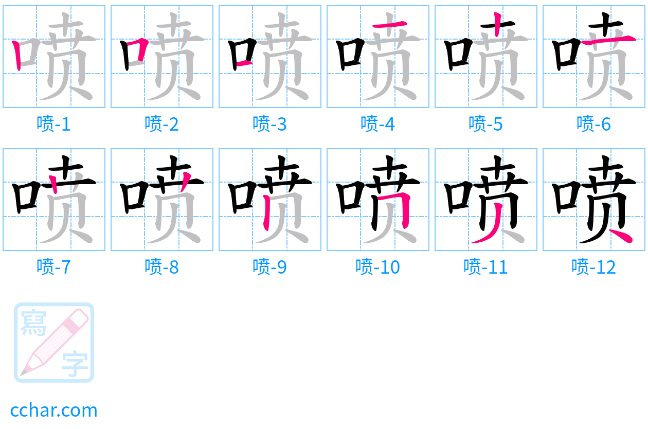 喷 stroke order step-by-step diagram