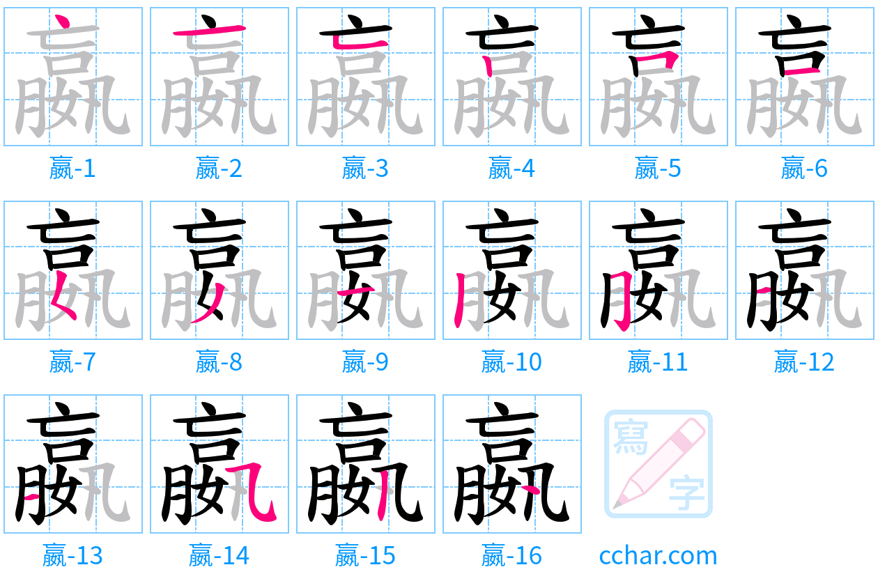 嬴 stroke order step-by-step diagram