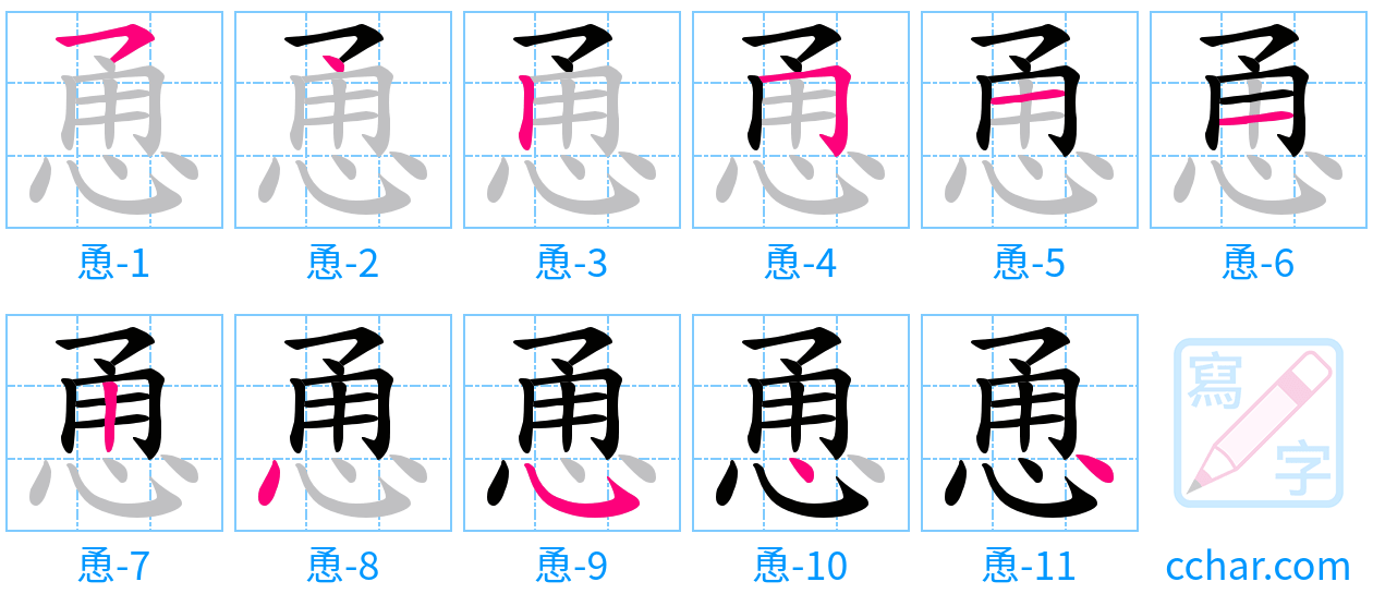 恿 stroke order step-by-step diagram