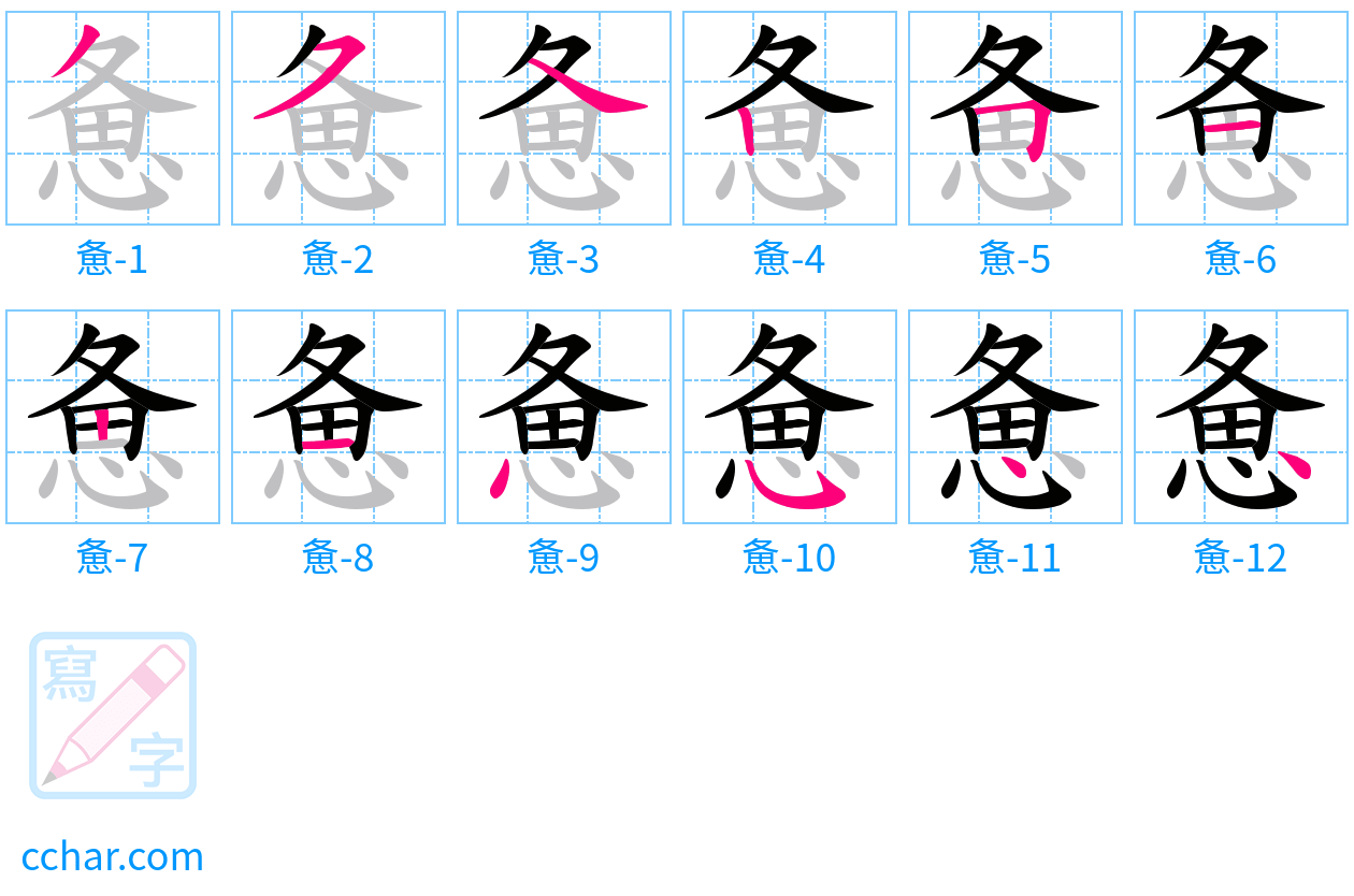 惫 stroke order step-by-step diagram
