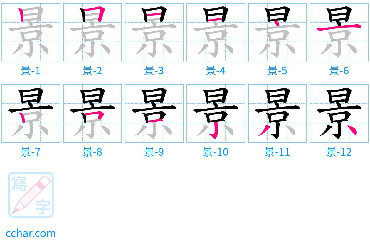 景 stroke order step-by-step diagram