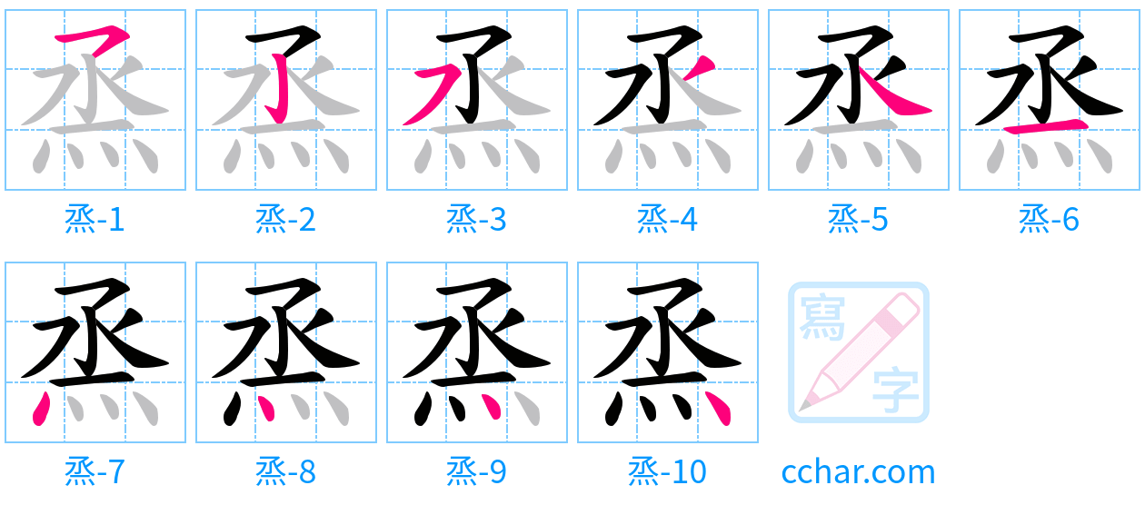 烝 stroke order step-by-step diagram