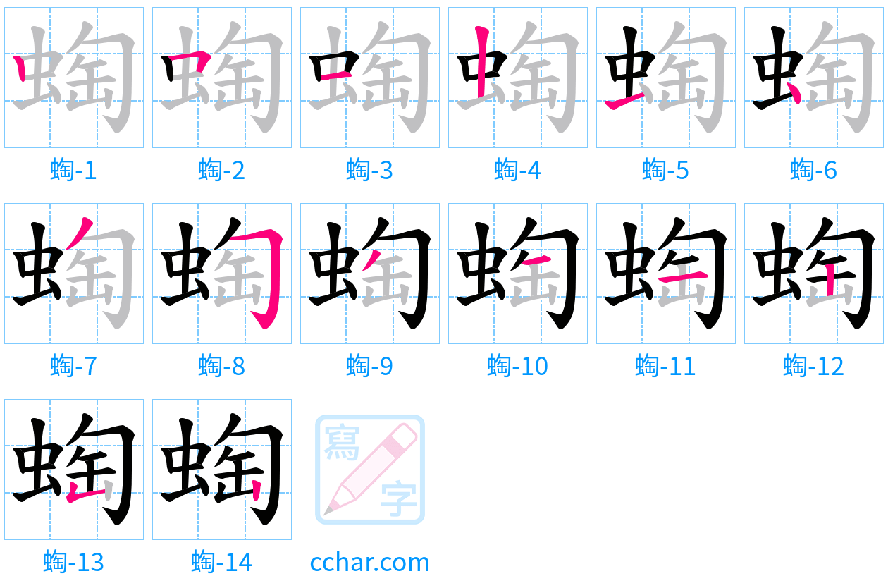 蜪 stroke order step-by-step diagram