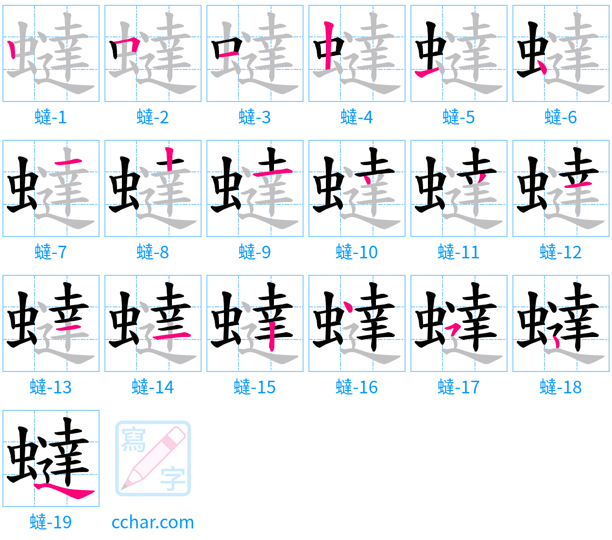 蟽 stroke order step-by-step diagram