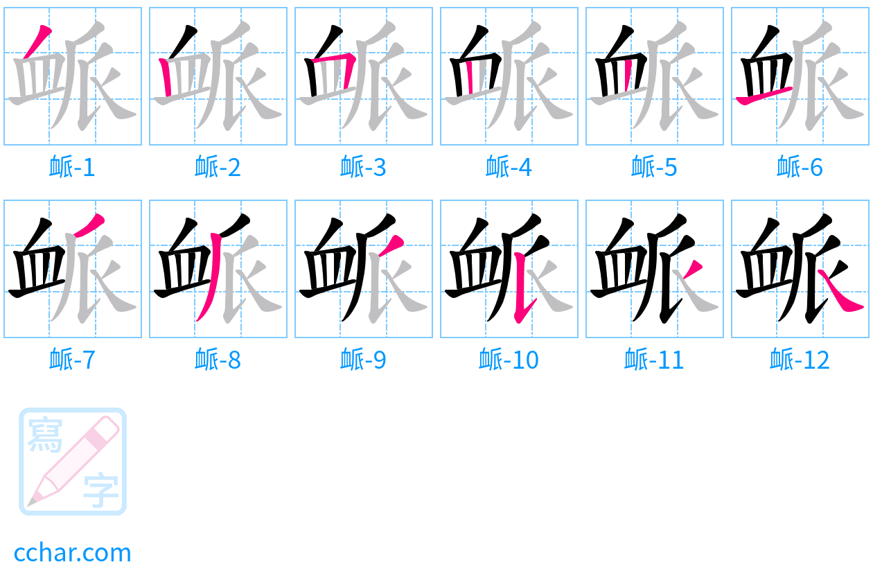 衇 stroke order step-by-step diagram