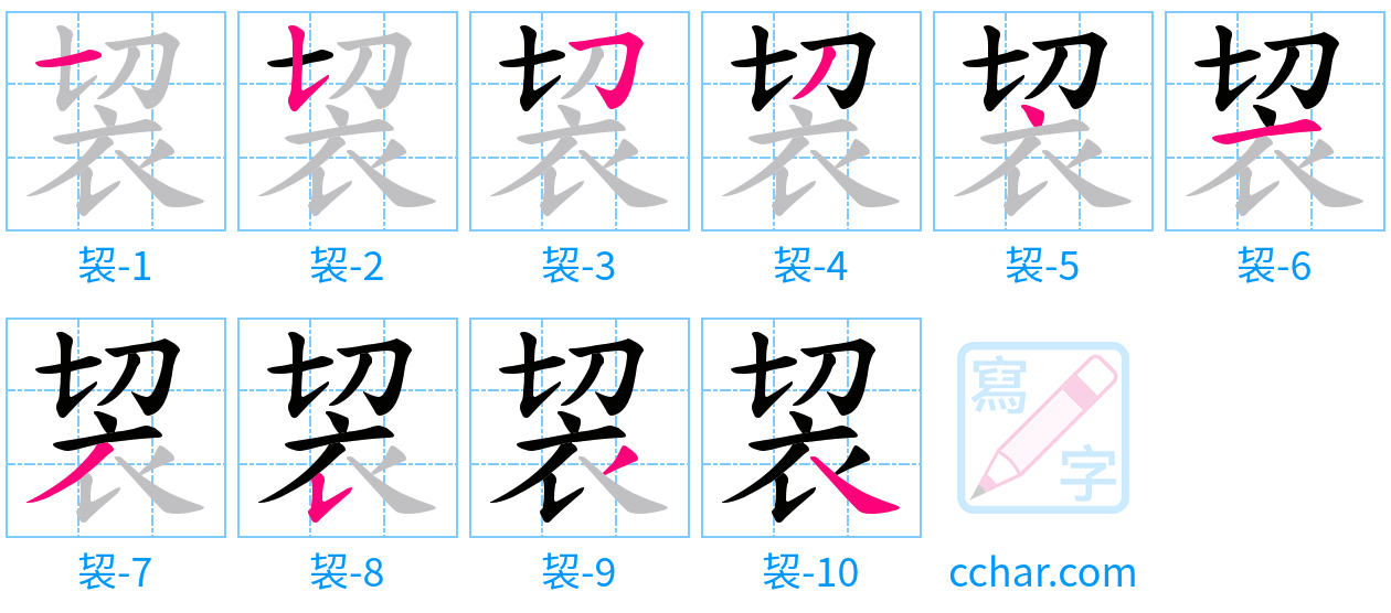 袃 stroke order step-by-step diagram