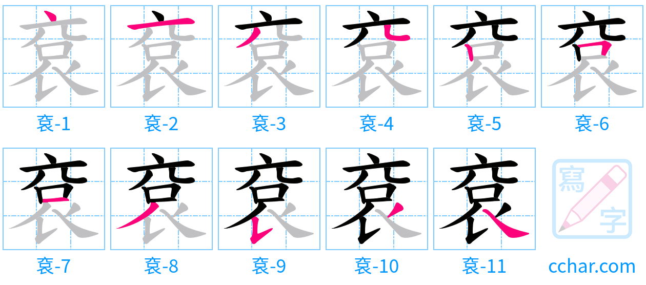 袞 stroke order step-by-step diagram