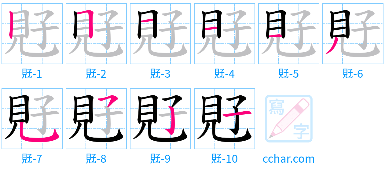 覎 stroke order step-by-step diagram