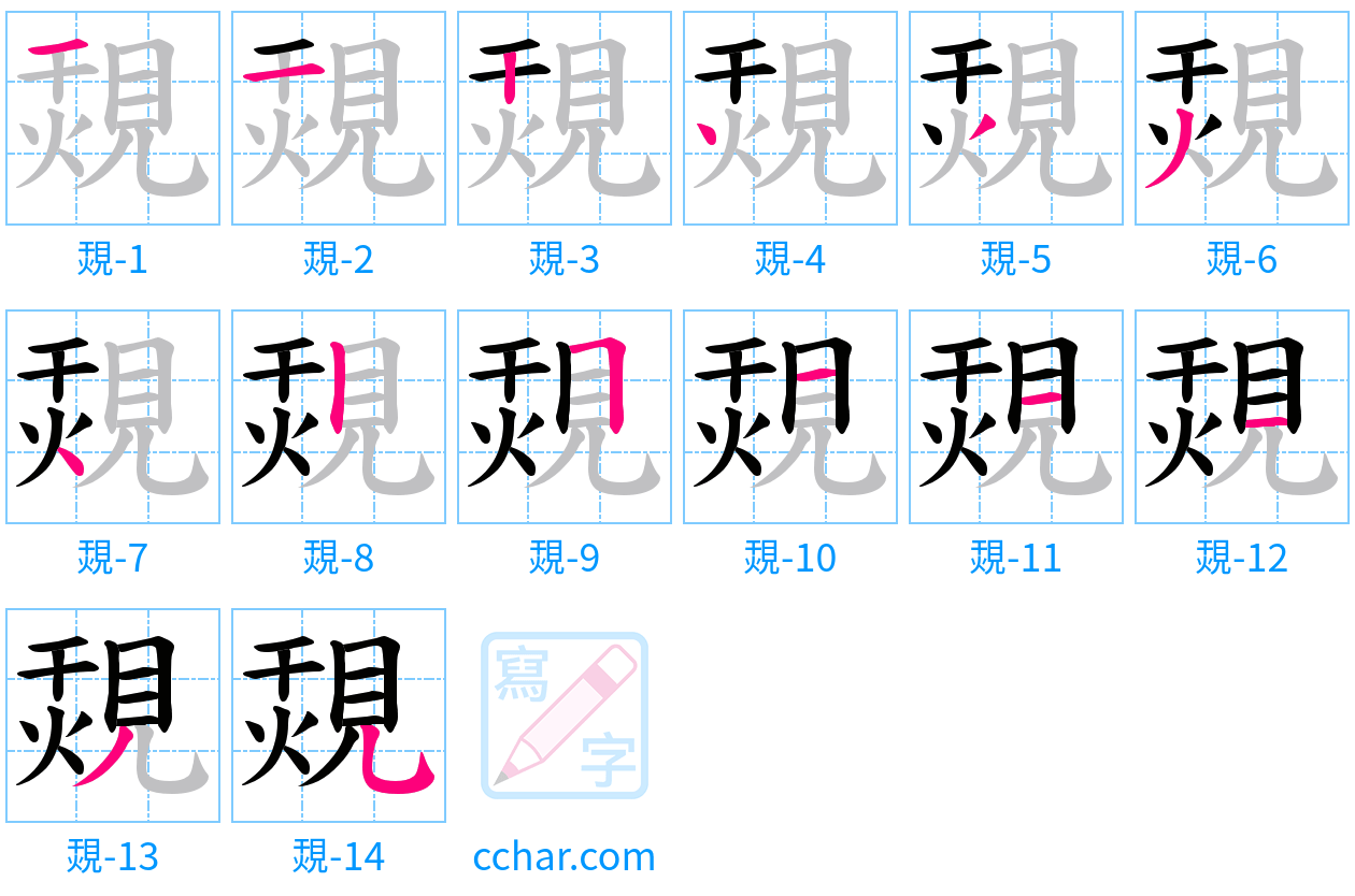 覝 stroke order step-by-step diagram