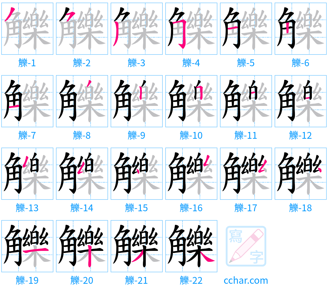 觻 stroke order step-by-step diagram