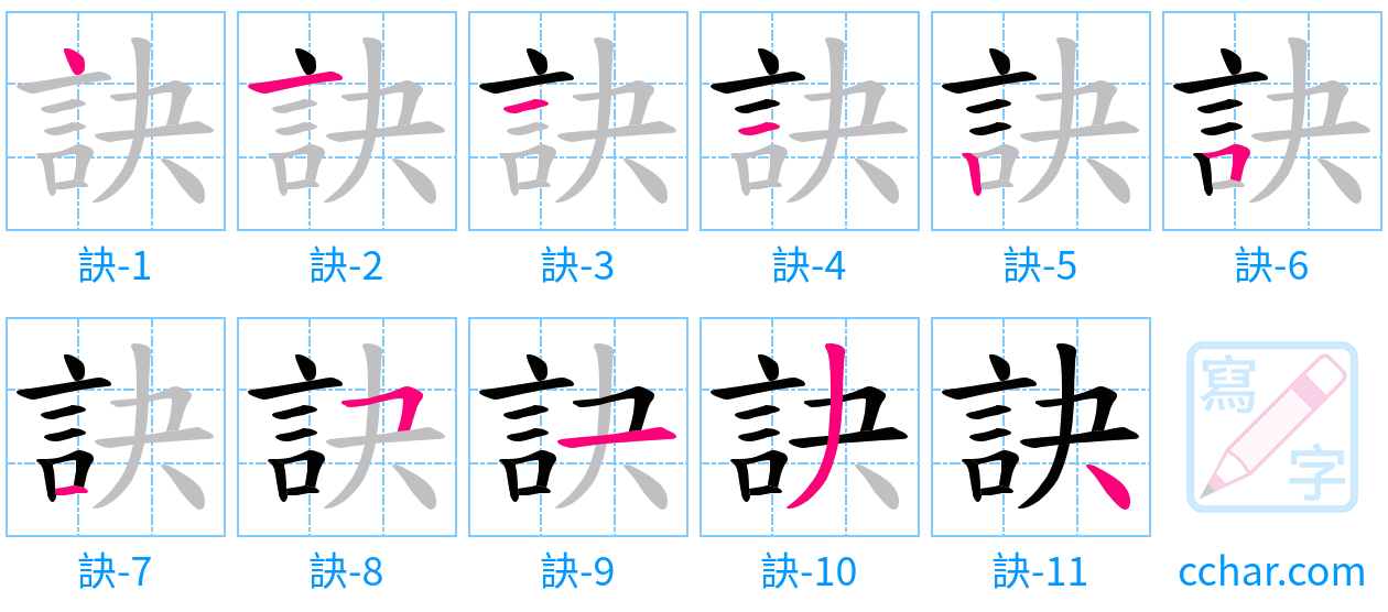 訣 stroke order step-by-step diagram