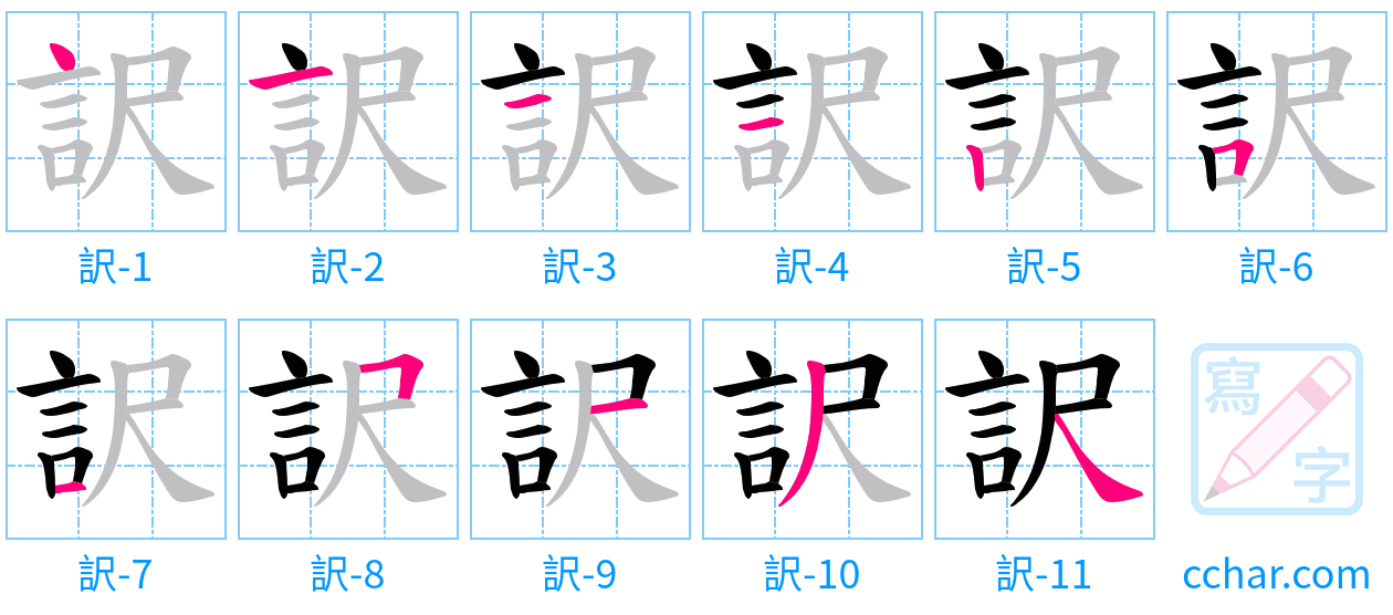 訳 stroke order step-by-step diagram