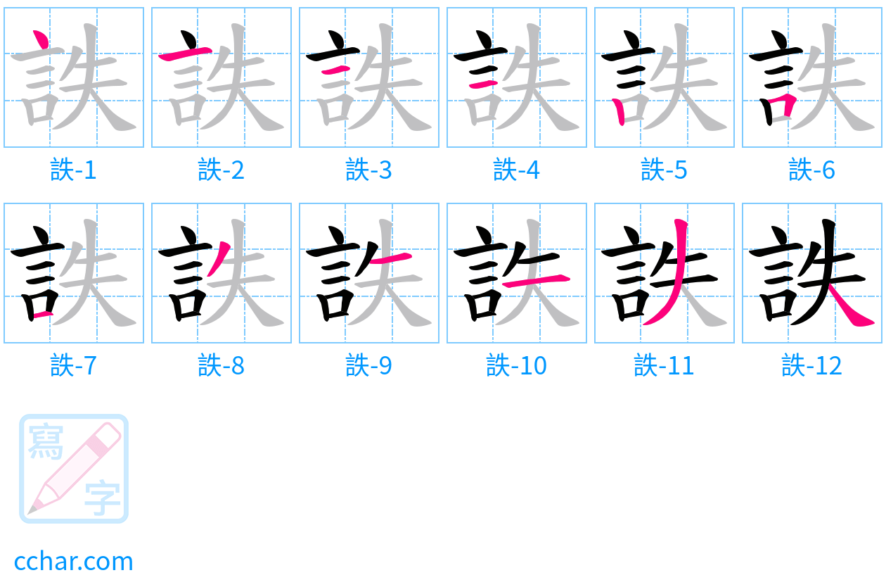 詄 stroke order step-by-step diagram
