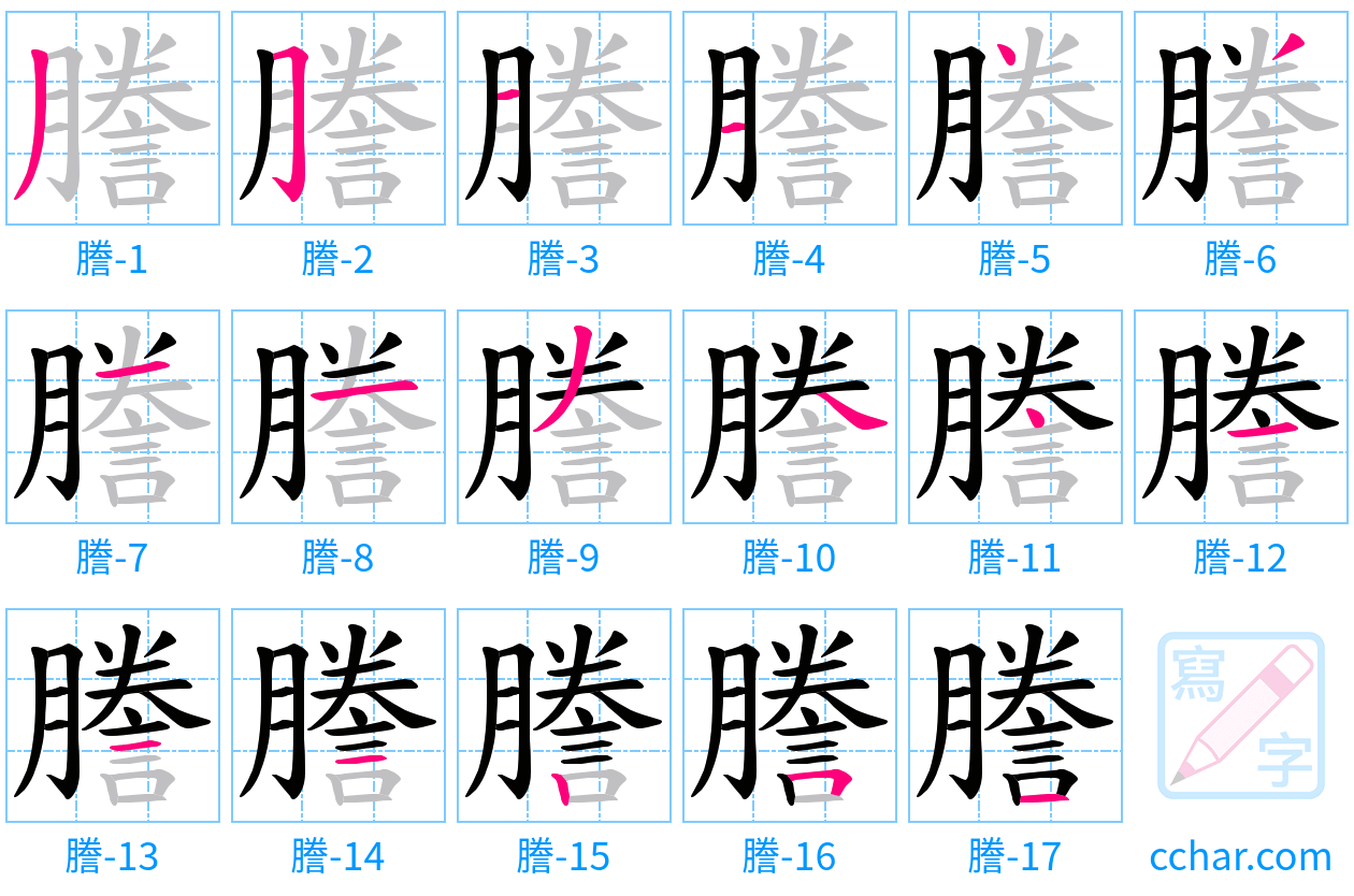 謄 stroke order step-by-step diagram