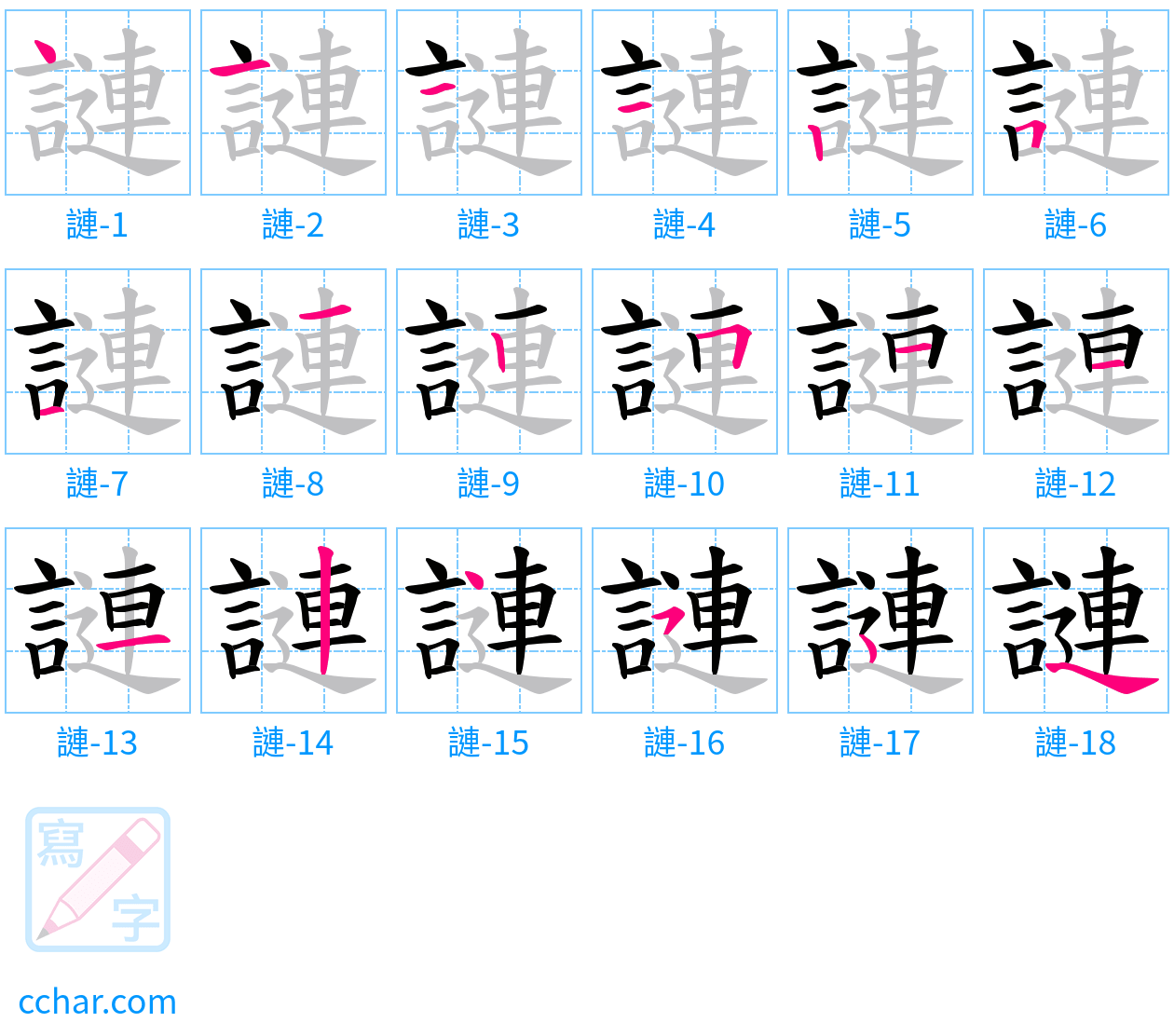 謰 stroke order step-by-step diagram