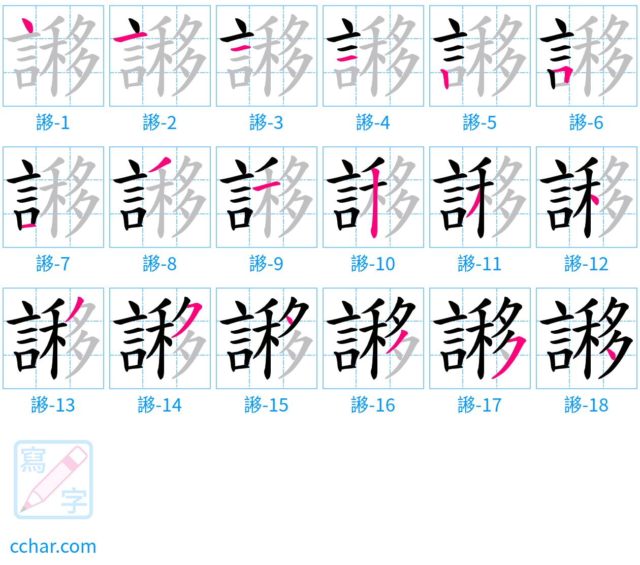 謻 stroke order step-by-step diagram
