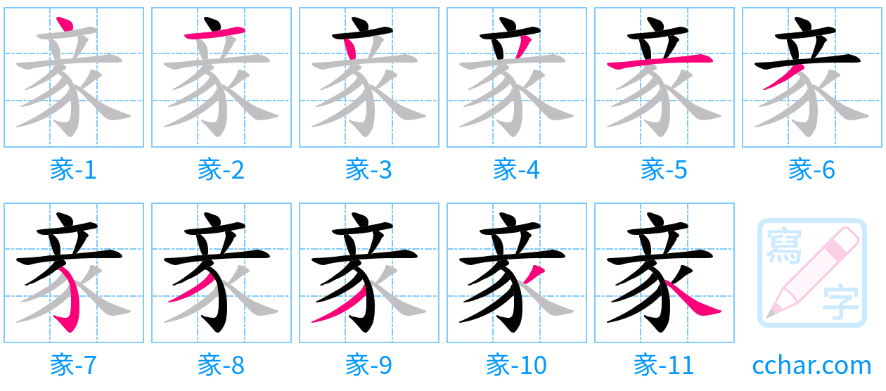 豙 stroke order step-by-step diagram