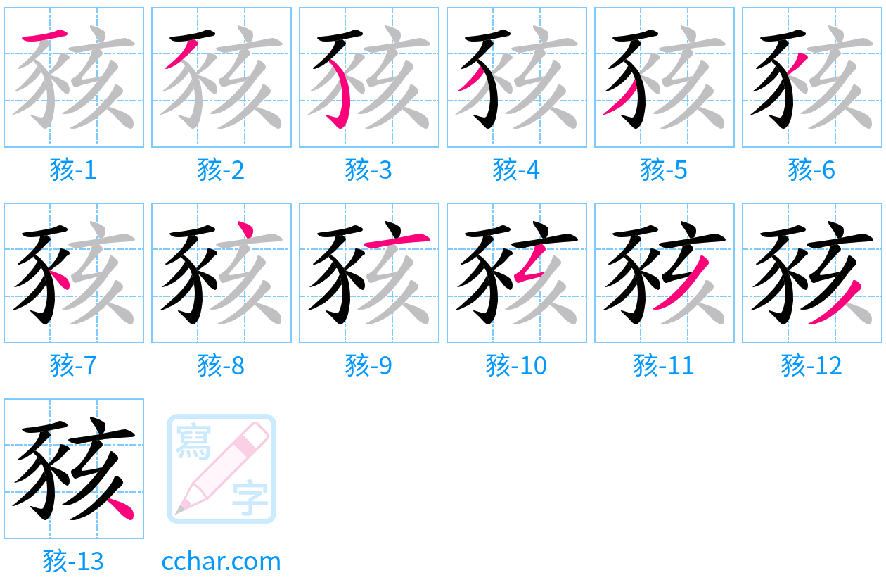 豥 stroke order step-by-step diagram