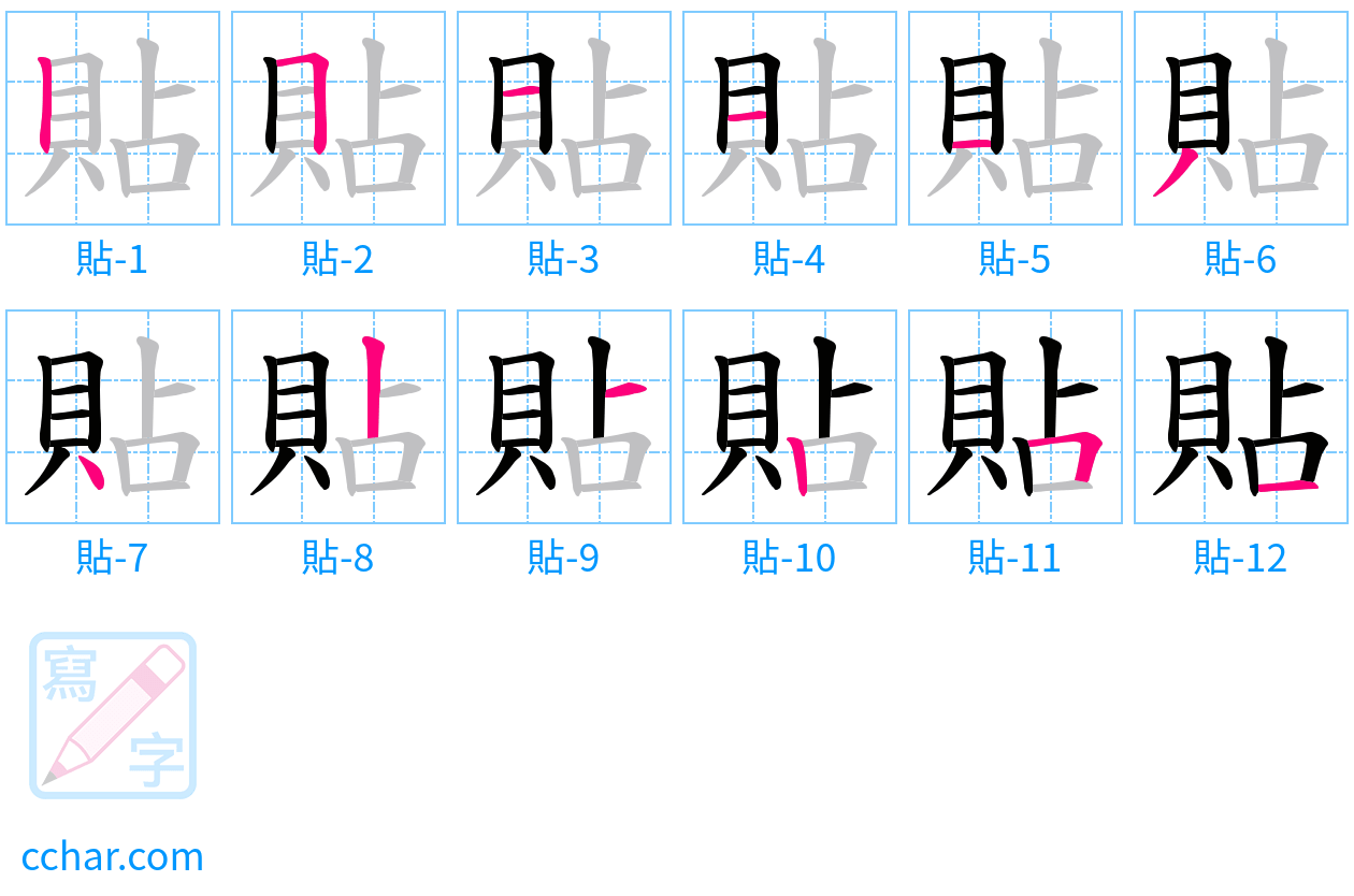 貼 stroke order step-by-step diagram