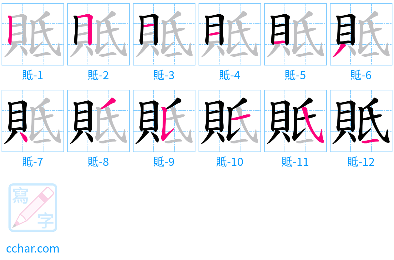 貾 stroke order step-by-step diagram