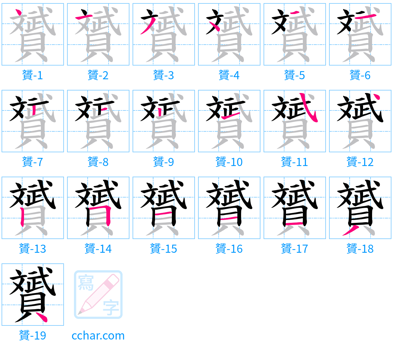 贇 stroke order step-by-step diagram