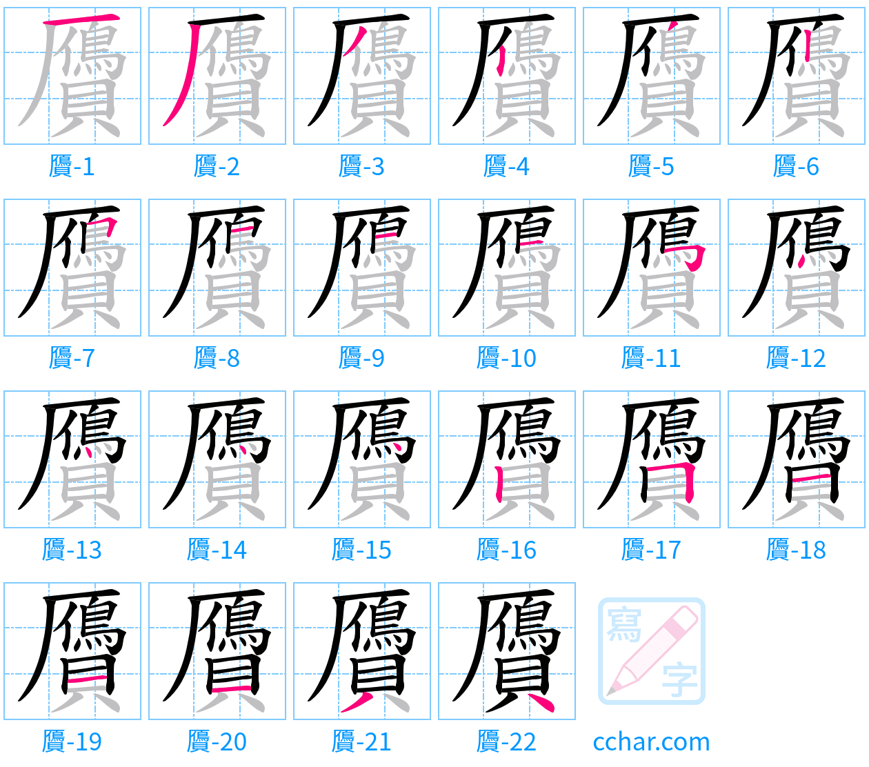 贗 stroke order step-by-step diagram