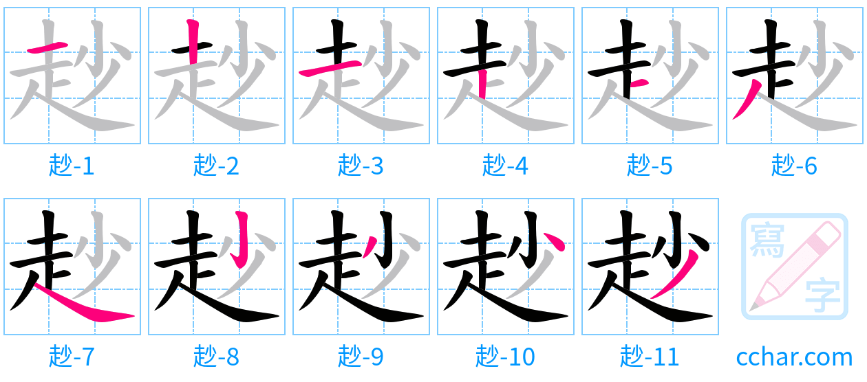 赻 stroke order step-by-step diagram