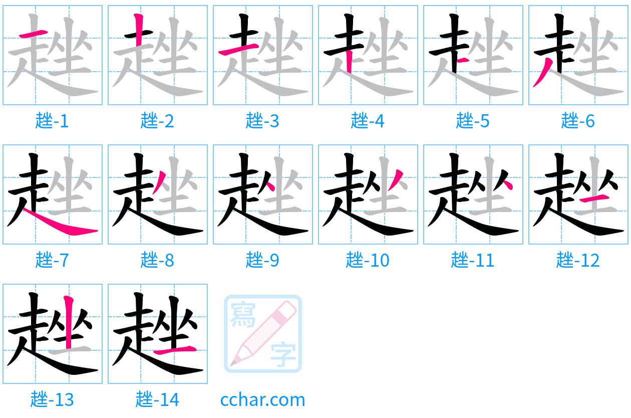 趖 stroke order step-by-step diagram
