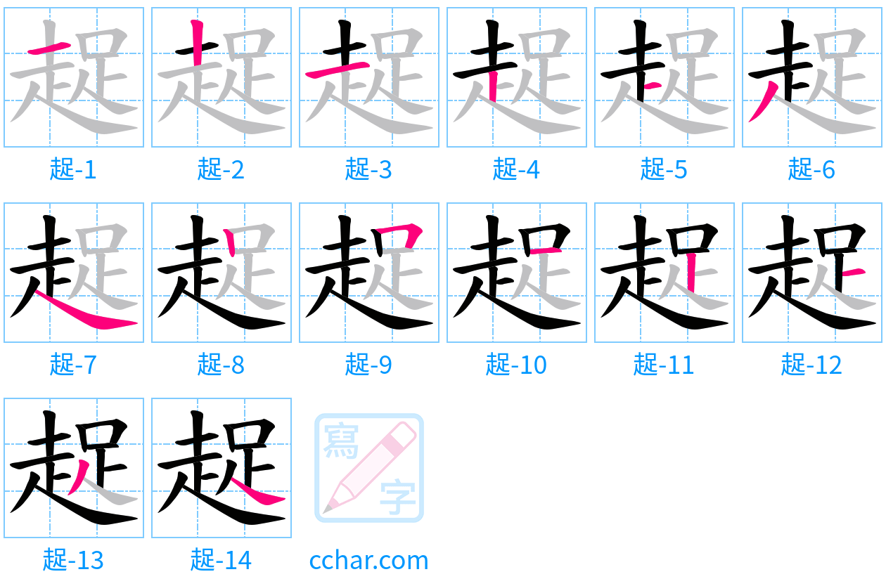 趗 stroke order step-by-step diagram