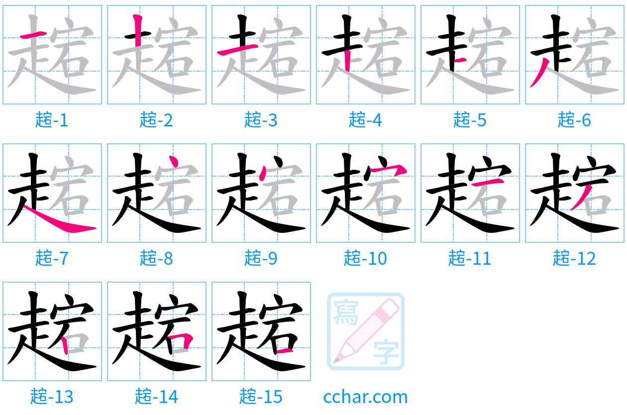 趤 stroke order step-by-step diagram