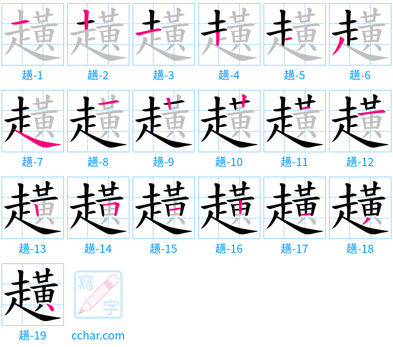 趪 stroke order step-by-step diagram