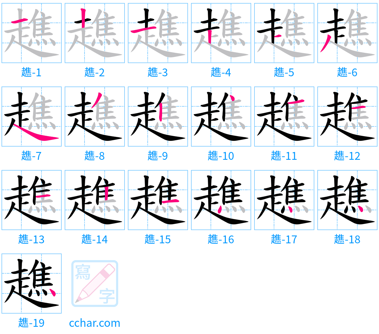 趭 stroke order step-by-step diagram