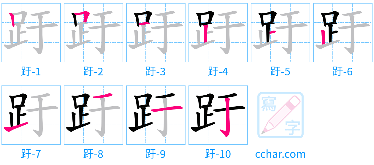 趶 stroke order step-by-step diagram