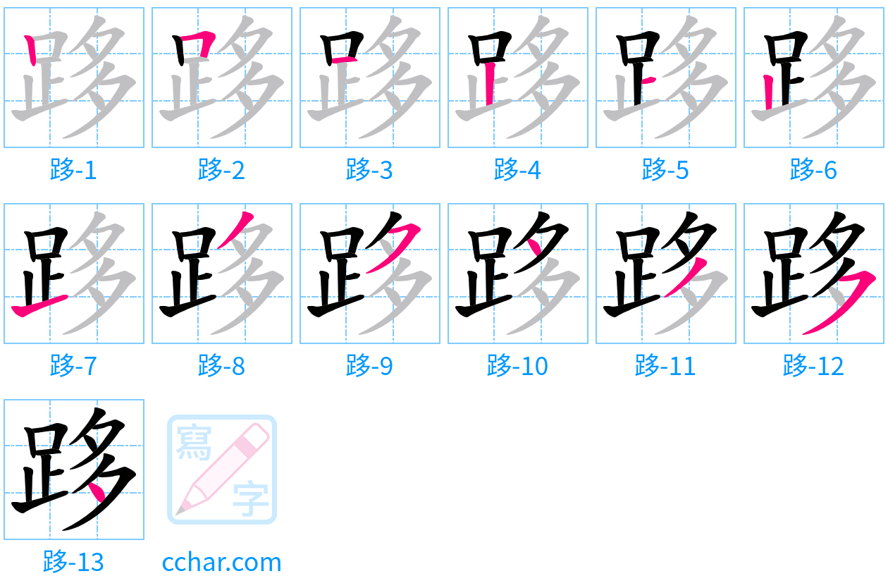 跢 stroke order step-by-step diagram