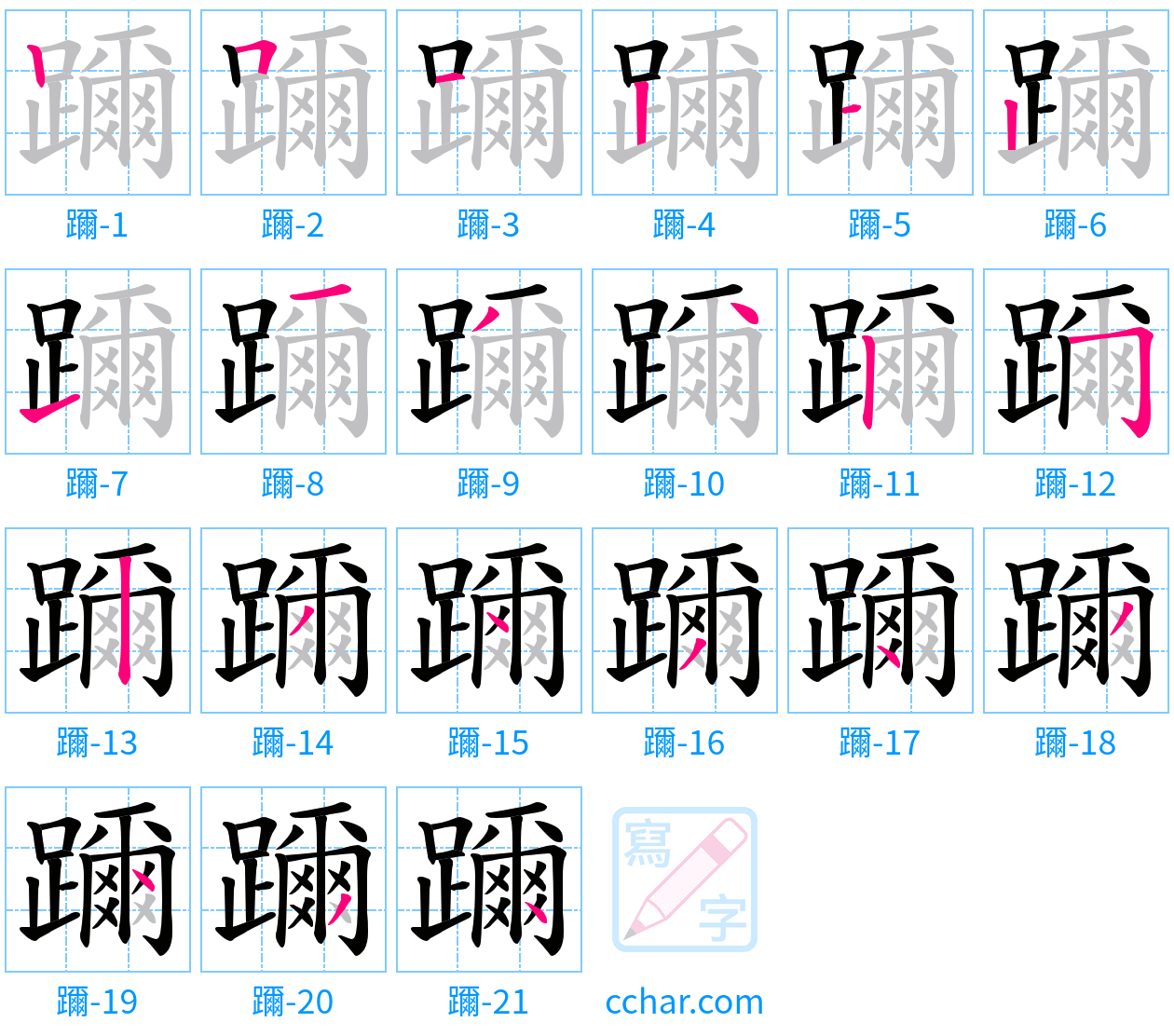 躎 stroke order step-by-step diagram